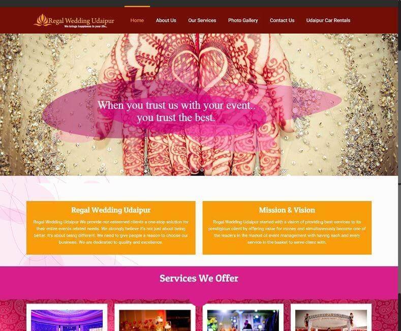 Wedding Planner Website Design Company Udaipur, Rajasthan, India